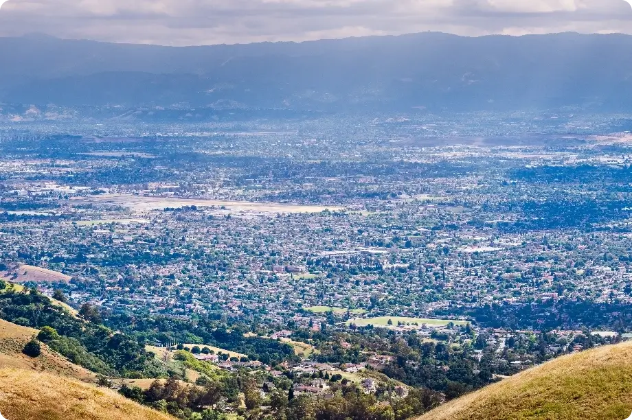 aerial view of urban sprawl san jose